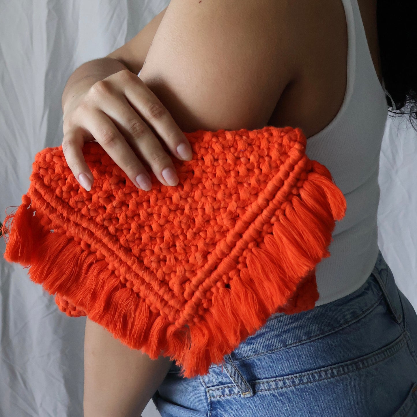 Anya Macrame Clutch (Orange)