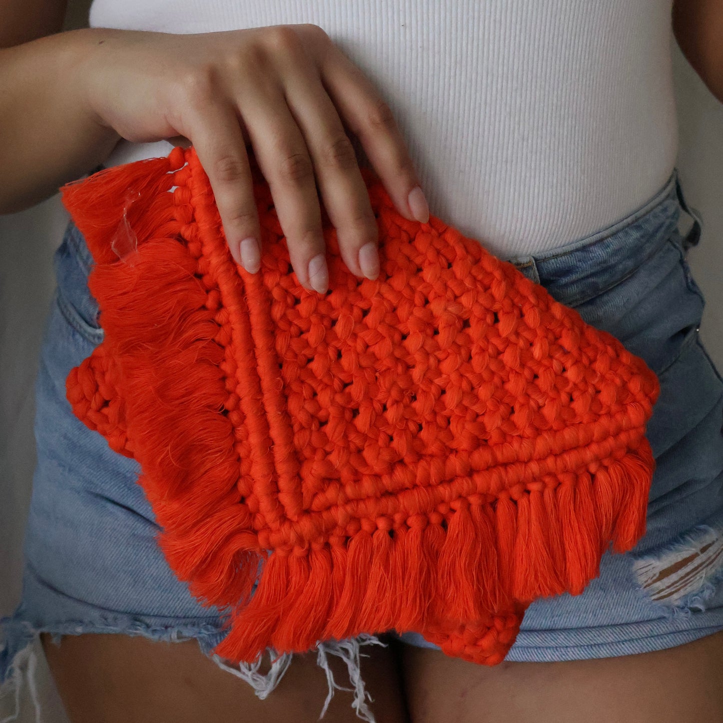 Anya Macrame Clutch (Orange)