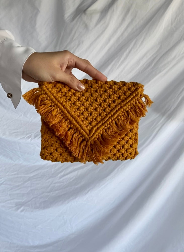 Anya Macrame Clutch (Mustard)