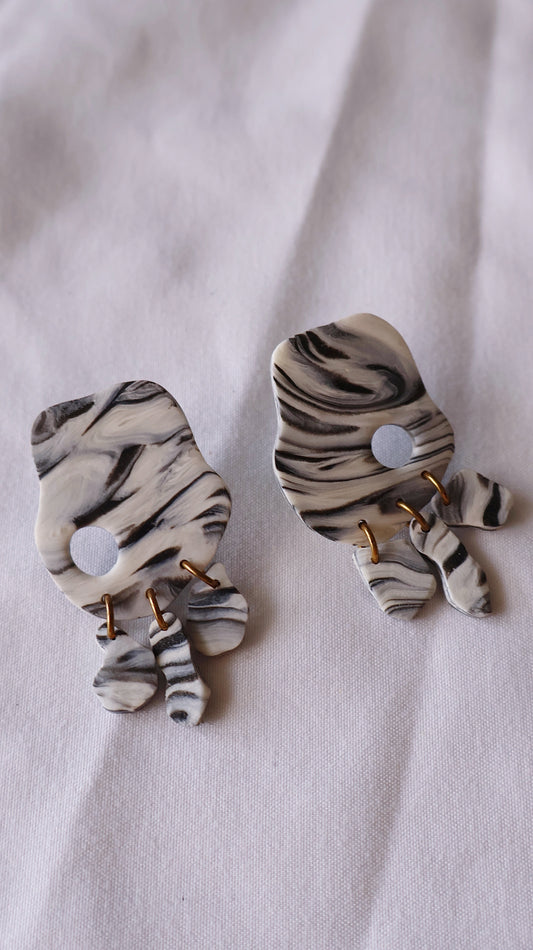 Cleio Earrings- Black Marble