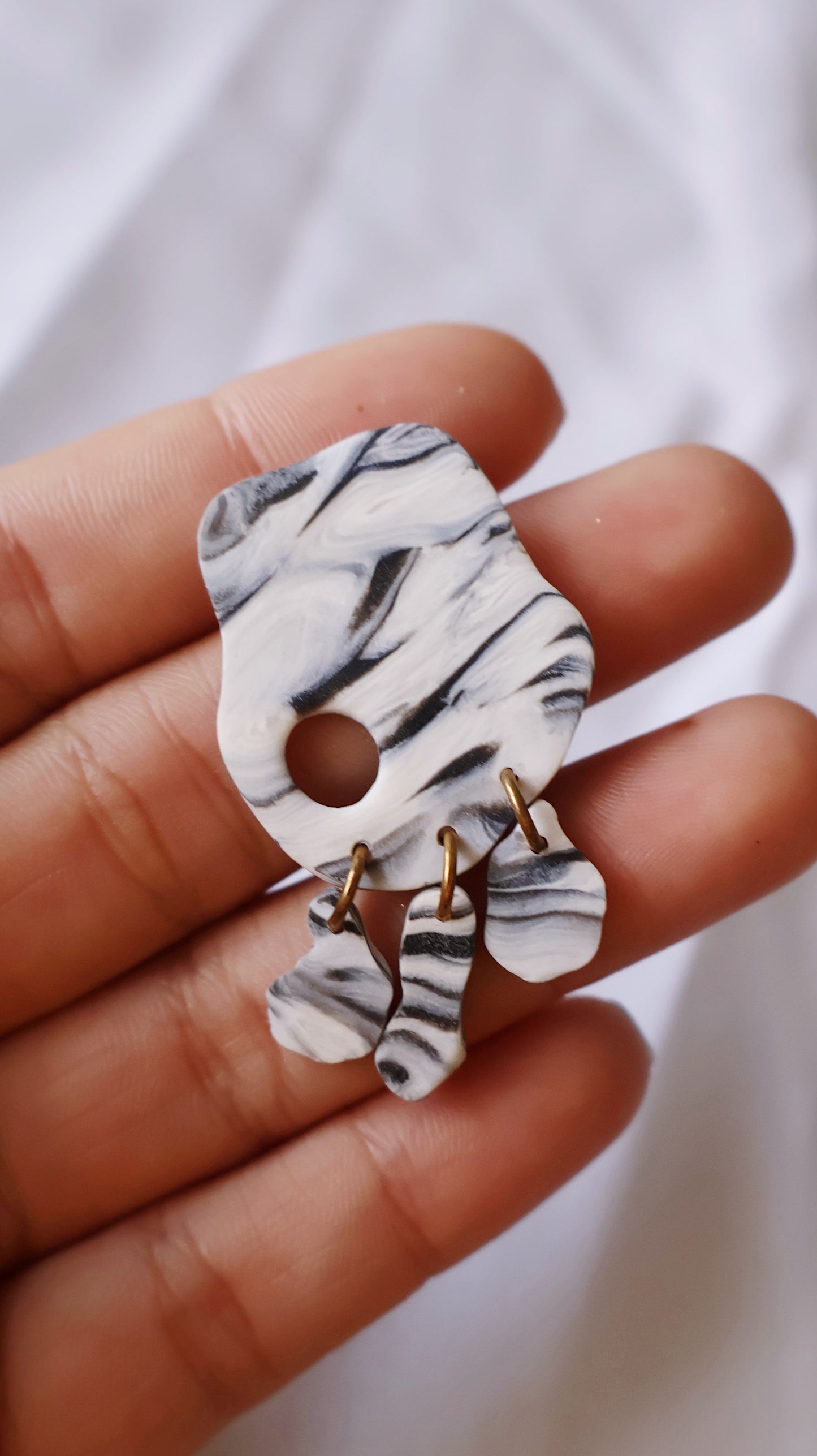 Cleio Earrings- Black Marble