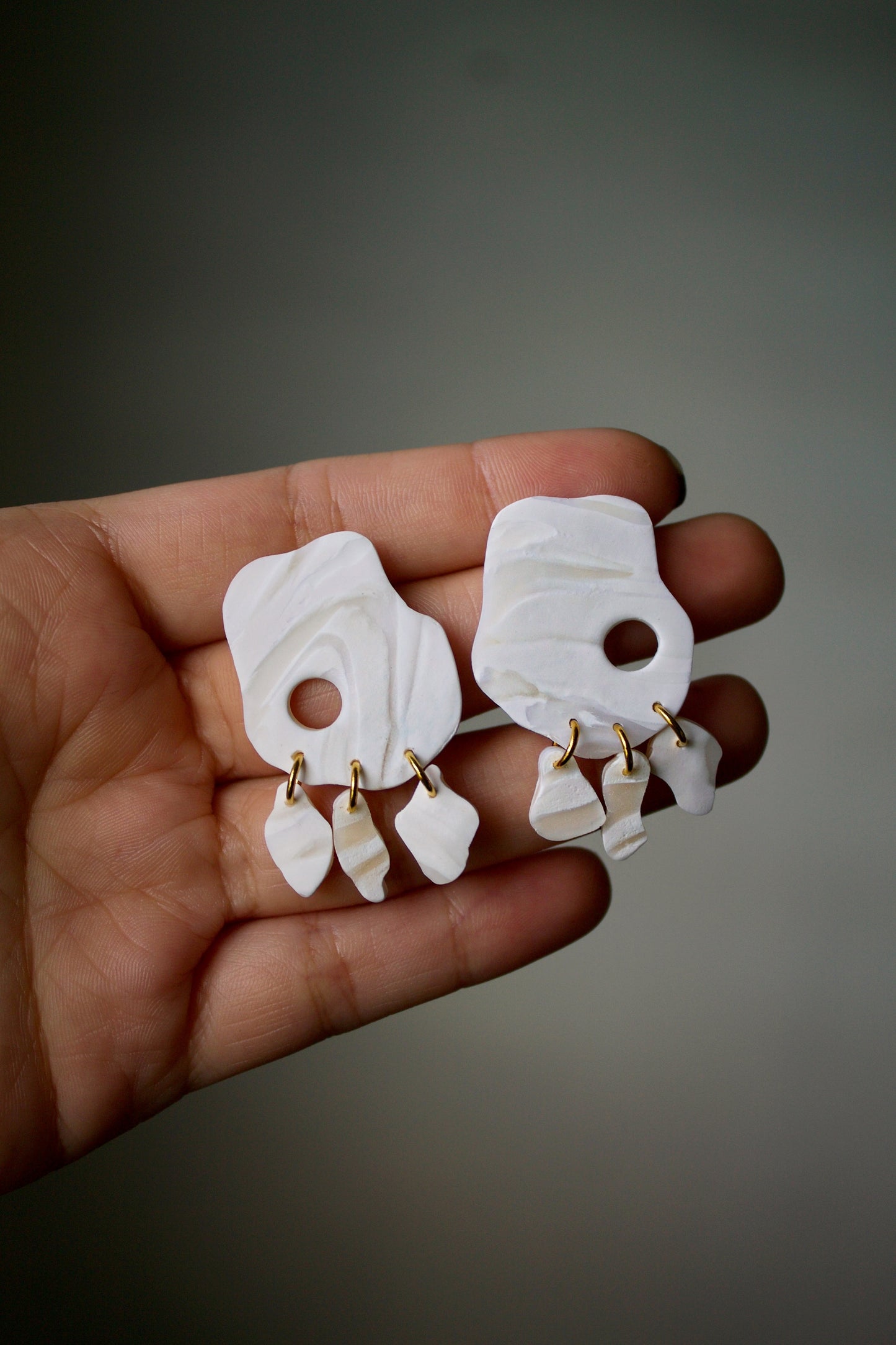 Cleio Earrings- White Marble