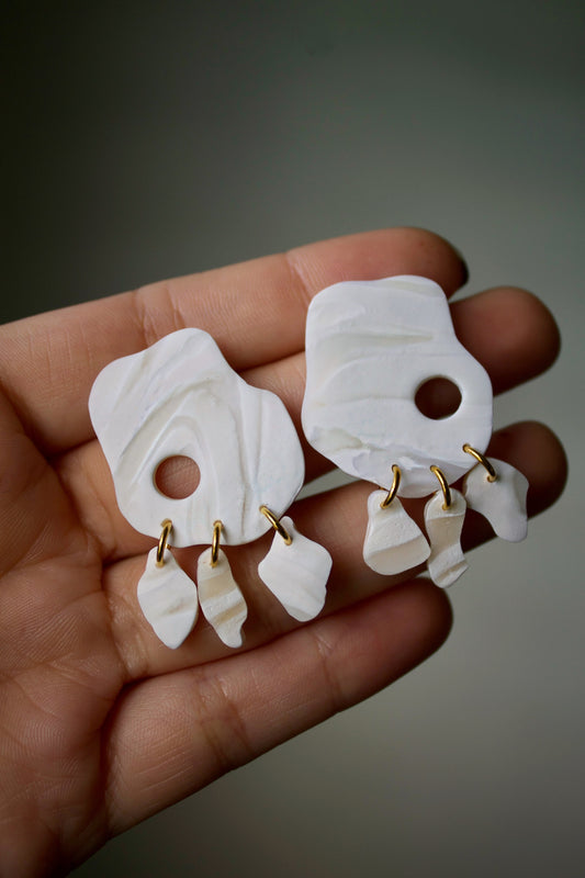 Cleio Earrings- White Marble