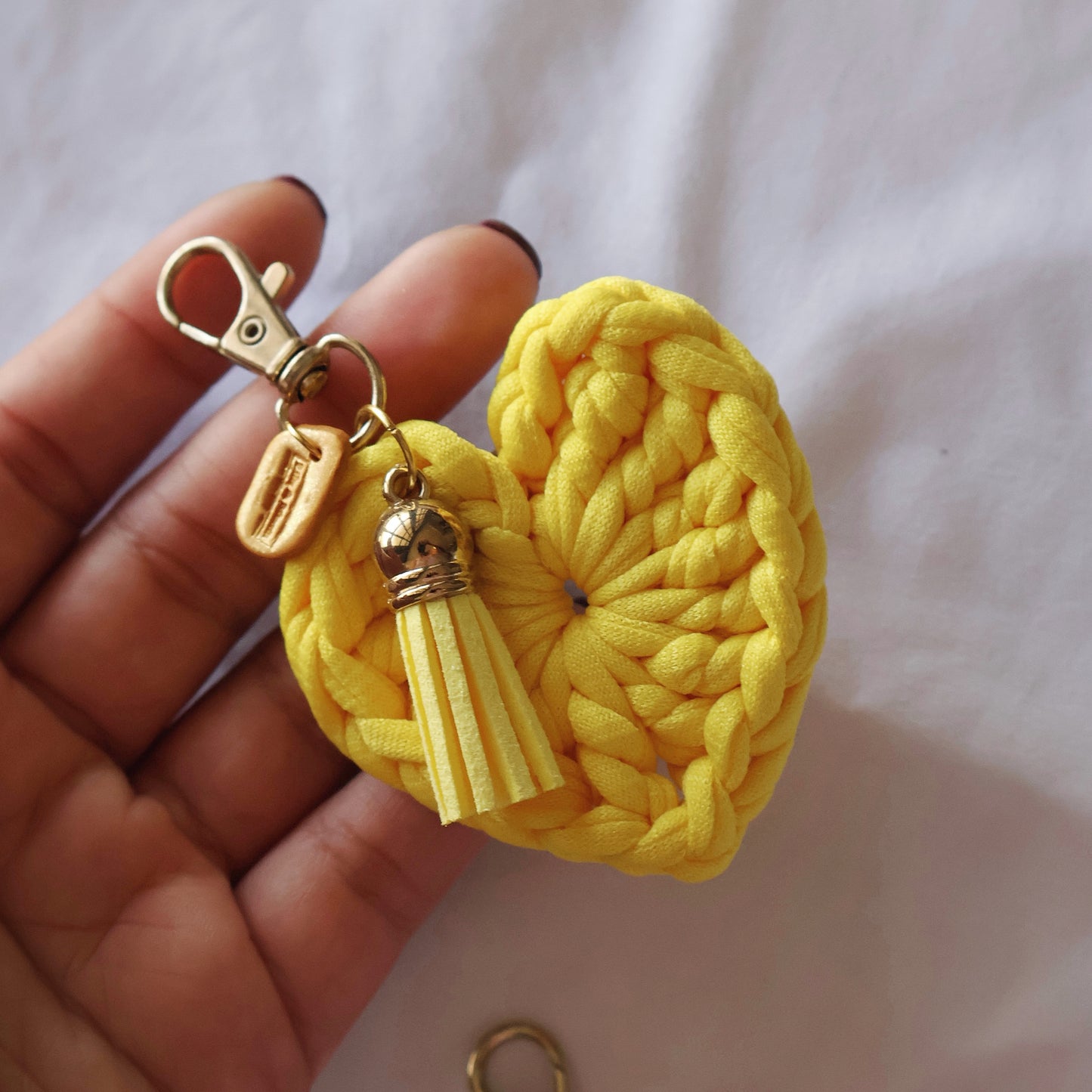 Heart Crochet Keychain (Yellow)