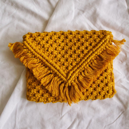 Anya Macrame Clutch (Mustard)