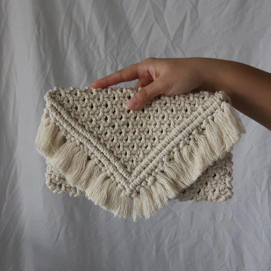 Anya Macrame Clutch (Cream)